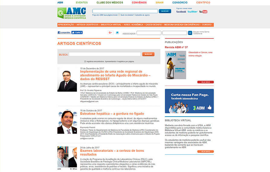 Site de Apoio Médico Científico ABM - 2010 - Click Interativo