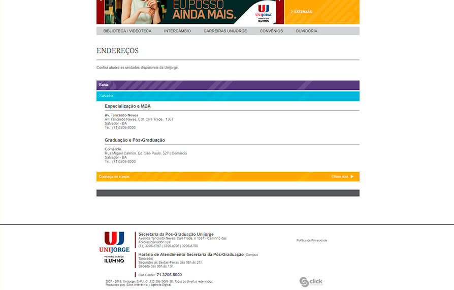 Site Pós-Graduação Unijorge 2007 - Click Interativo